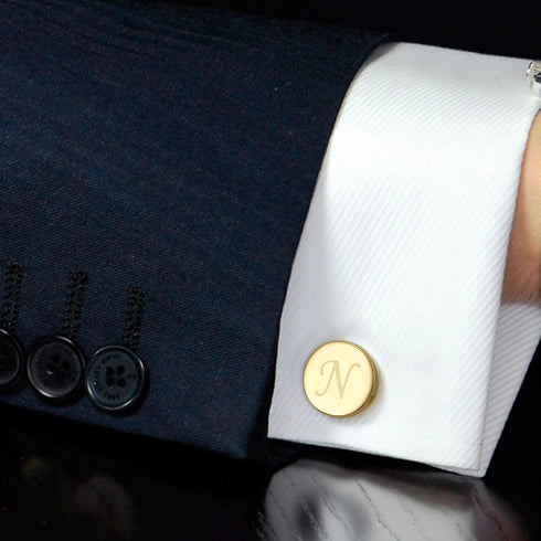 Florideco Cufflinks for Men Gold Initial Cufflinks Personalized Cuff Links and Tie Bar Letter Alphabet A-Z Gift with Box for Business Wedding Groo...