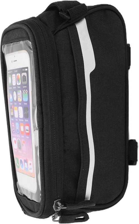 VBESTLIFE Bike Phone Bag,Waterproof Phone Front Frame Bag Polyester Bike Handlebar Bag Large Storage Space Quick Release Hook and Loop Design Ridi...