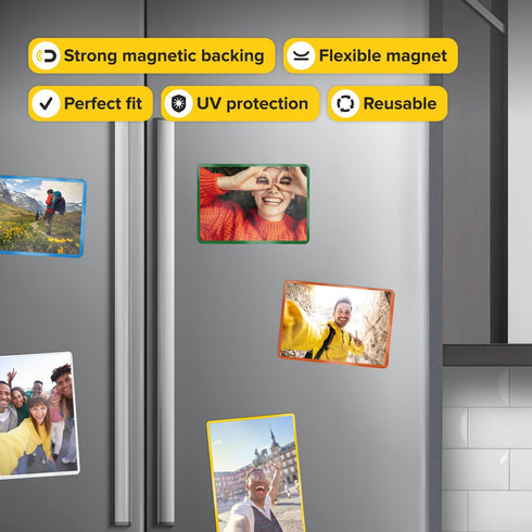 Magnetic Picture Frames for Refrigerator, Multicolor, Holds 2.5x3.5 inches photo, 10 pack, premium magnetic photo frame by X-Bet...
