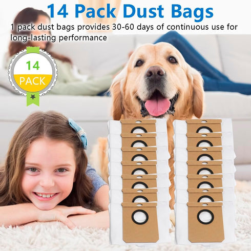 14 Pack Dust Bags Replacement for Eufy L60 / L60 Hybrid / L60 SES / L50 Series Robot Vacuums Replacement Dust Bags Vacuum Cleaner Self-Empty Stati...