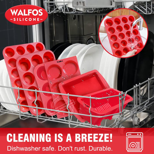 Walfos Mini Silicone Muffin Pan - 24 Cups, BPA Free and Dishwasher Safe, Non-stick Silicone Cupcake Baking Pan, Great for Making Muffin Cakes, Tar...