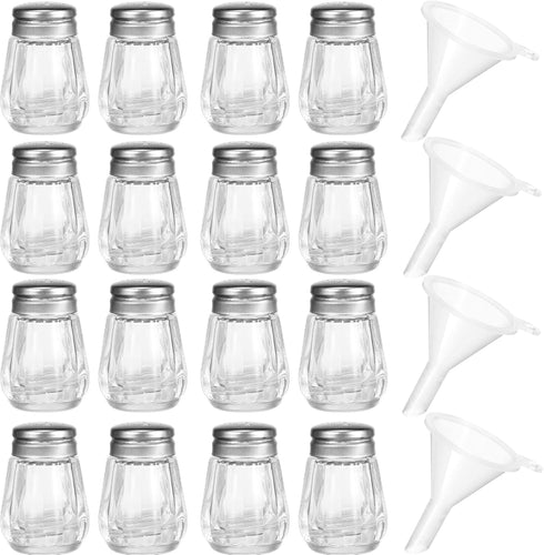 12 Pcs Cube Shape Mini Salt and Pepper Shakers Bulk 0.5 oz Small Cube Glass Spice Shaker with Plastic Mini Funnels for Wedding Kitchen Restaurant ...
