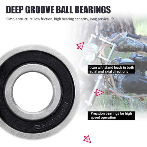 Mini Bike Front Rear Wheel Bearing Set fit for Coleman CT200U BT200X CT200U-EX Baja Warrior Heat Massimo MB165 MB200 196cc 200cc 6.5hp Powersports...