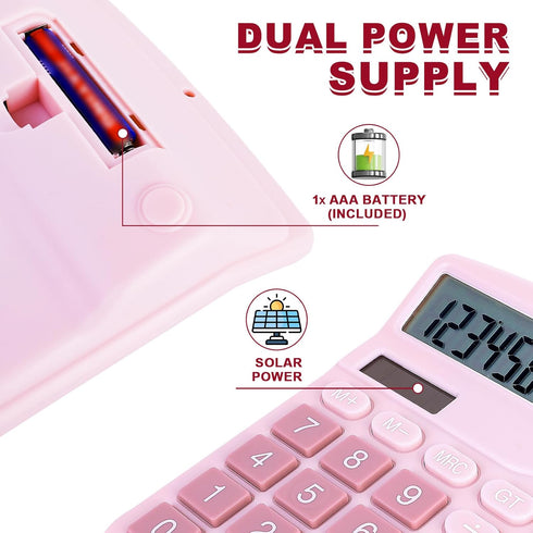 Basic Calculator with Comfortable Large LCD Display, 12 Digits Calculators Desktop, Tilt Screen, Big Button, Desk Calculator with Dual Power (Sola...