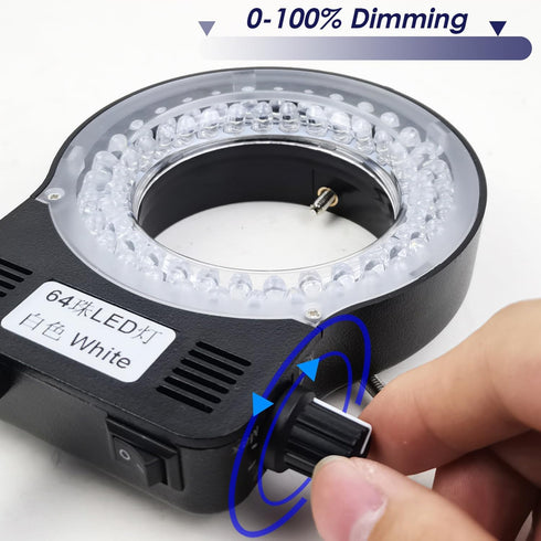 Light Microscope LED Ring Illuminator, Adjustable USB 64 LEDs Ring Light for Industry Monocular Binocular Trinocular Lab Stereo Microscope & Camer...