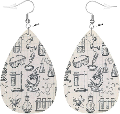 Deer Teardrop Earrings, Autumn Jungle Deer Mushroom Butterflies Flowers Double-Sided Dangle Earring For Women Friends, Lightweight Faux Leather Ea...