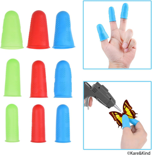 Protective Finger Caps/Silicone Finger Protectors - 9-Pack - Prevents Burnt Fingers while Crafting with Glue Gun, Hot Wax, Soldering Iron - Also P...