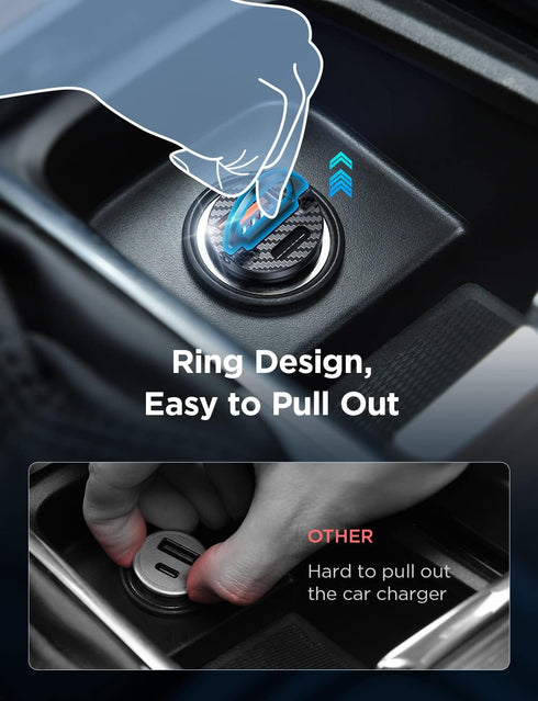 AINOPE USB C Car Charger Fast Charge, 60W Smallest USB Car Charger Flush Fit 30W QC&30W PD Fast Cigarette Lighter USB Charger Compatible with iPho...