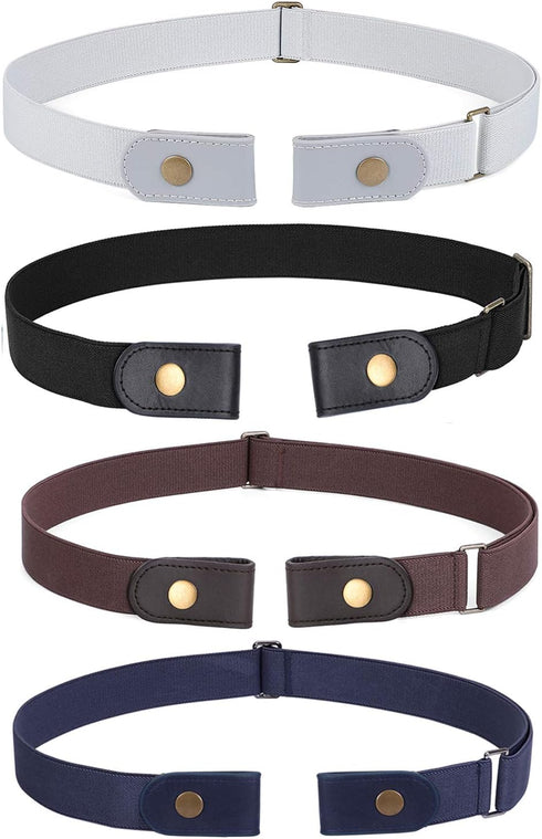 WERFORU 4 Pack No Buckle Invisible Stretch Belt Buckle-Free Elastic Belt for Women and Men...