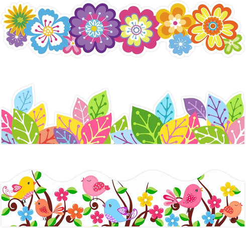 Spring Bulletin Board Border,Spring Borders for Bulletin Board Decorations,Spring Bulletin Board Decorations for Classroom with 200 Glue Point Dot...