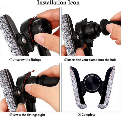 SUNCARACCL Bling Car Phone Holder, 360 Degrees Adjustable Crystal Auto Mount Holder for Dashboard,Windshield and Air Vent (Pink)...
