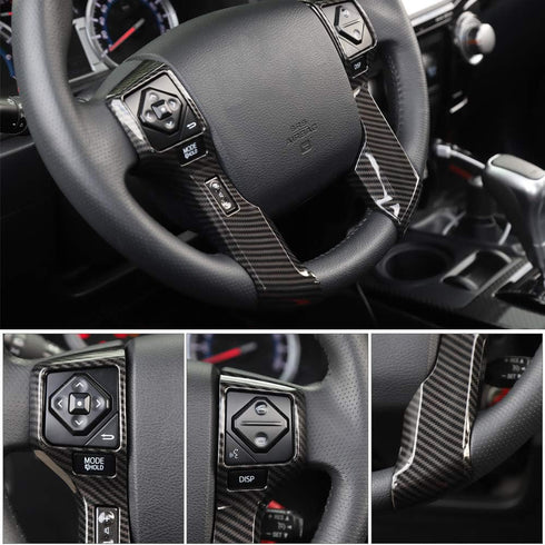 RT-TCZ for 4Runner Carbon Fiber Interior Accessories for Toyota 4Runner TRD Pro 2010 Up Tundra 2014 Up Steering Wheel Panel Trim 2pcs...