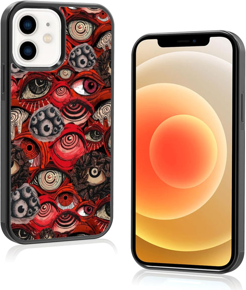 Cool Red Eye Phone Case, Trippy Scary Horror Eyeball Partten iPhone 12/12 Pro Case, Non-Slip Design and Shock Absorption, Phone Case for Teen Girl...