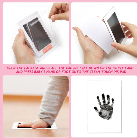 Outus 3 x 5 Inch Newborn Handprint and Footprint Paw Print Kit 4 Clean Touch Ink Pads 10 Imprint Cards Pet Inkless Hand and Feet Stamp for Dogs(Or...