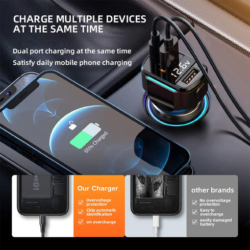 GemCoo USB C Car Charger, 80W PD36W&QC3.0 Fast Charging Car Charger Adapter Cigarette Lighter Charger Plug for iPhone 14 13 12 11, iPad, Samsung G...