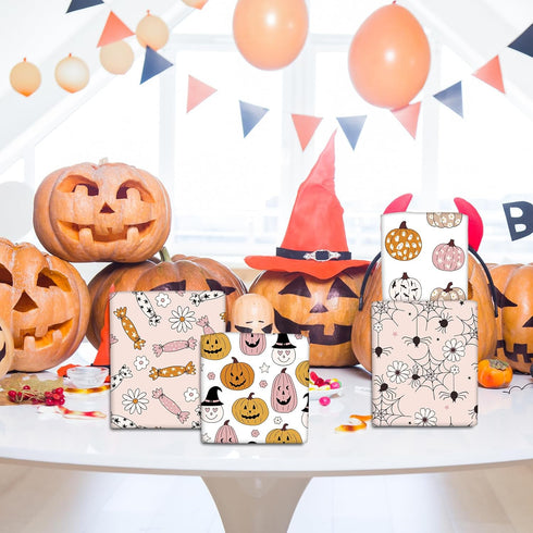 AnyDesign 12 Sheet Halloween Wrapping Paper Boho Pink Pumpkin Ghost Gift Wrap Paper Bulk Folded Flat Halloween Print Art Paper for Halloween Birth...