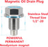 1PC 1/2" x20 Stainless Steel Magnetic Engine Oil Drain Plug Fit Buick Chevrolet Chrysler Ford Dodge GMC Selector Models & Harley-Davidson Transmis...
