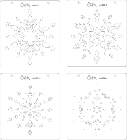 Sizzix Layered Reusable Crafts 4PK Snowflake | 664932 | Chapter 4 2022 Stencils, Mulitcolour...
