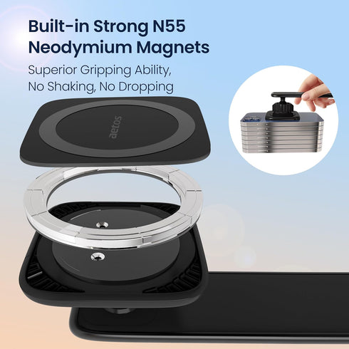 for iPhone MagSafe Car Mount Magnetic Phone Holder with Adhesive Suction Base, Fits iPhone 15/14/13/12 Pro/Plus/Max and Android Phones with Ring A...