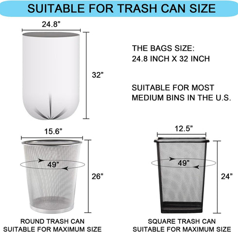 15 Gallon Trash Bags - 22 Micron Strong Tall Kitchen Office Garbage Bags, Fit Up 15 Gallon, 75 Count...