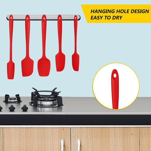 Silicone Rubber Spatula Set for Baking,Rubber Kitchen Utensils,Food Grade BPA-Free for Nonstick Cookware, Heat Resistant Spatula for Cooking & Mix...