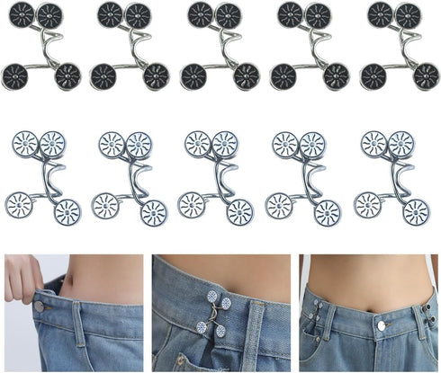 EAEDMY 60PCS Pants Waist Tightener for Jean, Adjustable Pants Button Tightener for Loose Jeans or Skirts, Pants Clips to Tighten Waist, Button Pin...