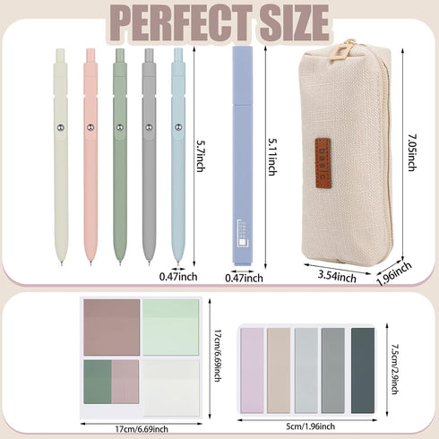 24 Pack Aesthetic School Supplies Include Small Pencil Case 12 Pcs Cute Highlighters 5 Pcs Quick Dry Black Ink Gel Pens 6 Pcs Clear Transparent St...