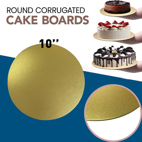 4 Pack Cake Boards Golden Round Cake Circles, 10 Inch Cake Base Cardboard, for Baking Cake, Gold...