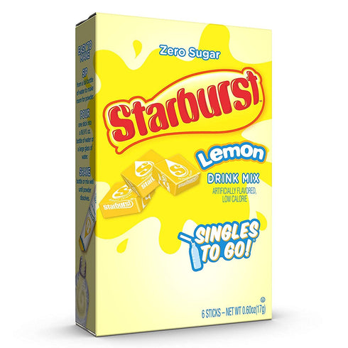 Starburst Singles To Go Zero Sugar Drink Mix, Lemon, 0.60 Ounce (Pack of 6)...