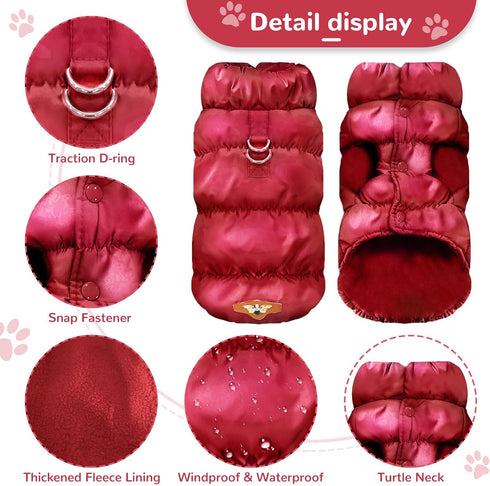 Winter Warm Dog Jacket for Small Medium Dogs Cat Cold Weather Coats with Harness Paded Dog Fleece Vest Waterproof Windproof Dog Snow Jacket Pet Pu...