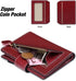 Falan Mule Women's Wallet, Genuine Leather, Bifold, Compact, RFID Blocking, ZAC-Burgundy, 10 Slots, 2 Windows, Coin Zipper, 2 Full-Length Compartm...