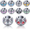 Rhinestone European Beads, 30pcs 10 Colors Large Hole Crystal Spacer Beads Loose Rondelle Charm Beads Crafts Supplies for DIY Snake Chain Bracelet...