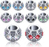 Rhinestone European Beads, 30pcs 10 Colors Large Hole Crystal Spacer Beads Loose Rondelle Charm Beads Crafts Supplies for DIY Snake Chain Bracelet...
