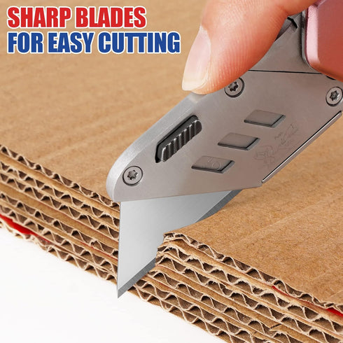 DIYSELF 50 Pack Utility Knife Blades, SK5 Steel Box Cutter Blades with Dispenser, Standard Blades for Box Cutter Utility Knife Replacement, Sharpe...
