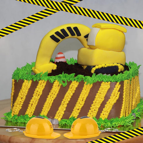 Bonuci Construction Party Favors Mini Flashlight Keychain Miniature Construction Helmet Flashlight Small Safety Hat Keychain for Man Construction ...