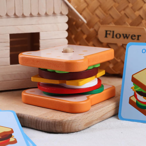 LovesTown Wooden Stacking Toys, Sandwich Stacking Toys Montessori Toys for Kids Educational Preschool Learning Toys for Boys Girls Birthday Gifts...