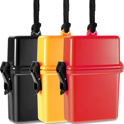 Outus 3 Pieces Waterproof Case ID Card Holder with Floating Sports Case Locker with Hanging Ring and Rope (Red Black Yellow,4.72 x 2.95 x 1.57 Inc...