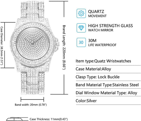 SIBOSUN Watches for Women Women's Wrist Watches Bracelet Fashion Bangle Womens Watch/Iced Out Watch Diamond Watches for Men Luxury Mens/Womens Wat...