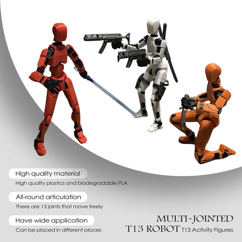 T13 Action Figure?Titan 13 Action Figure 3D Printed Multi-Jointed Movable Robot?Dummy 13 Multi-Jointed Action Figures?Birthday Gifts for Him?Yello...