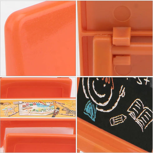 NUOBESTY 13pcs Yellow Table and Chairs Blackboard Model Mini Scene Doll Locker Mini Wooden Blackboard Kids Desk Mini Classroom Toys Mini Accessori...