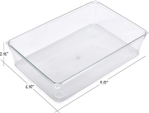 Masirs Clear Drawer Organizer - Easily Organize and Customize the Layout of Drawers. Great for Office Desk, Utensils, Cosmetics and Makeup. (8-Pie...