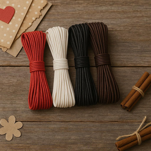 LWR CRAFTS 2mm Waxed Cotton Cord 45 Feet Per Pack (Pack of 2) (Chocolate)...