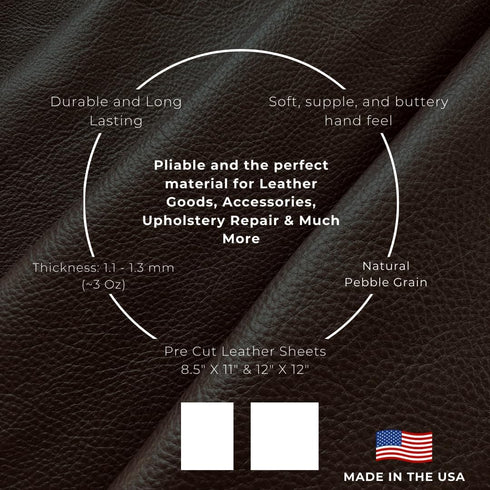 Natural Grain Cow Leathers: 12'' x 12'' Pre-Cut Leather Pieces (Red, 1 Piece)...