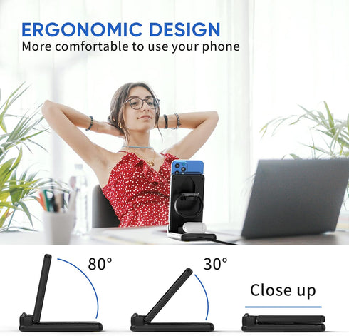 DNTGVUP Wireless Charger for Multiple Devices: 3 in 1 Fast Portable Charging Station for iPhone/for iWatch/for AirPods - Foldable Travel Friendly ...