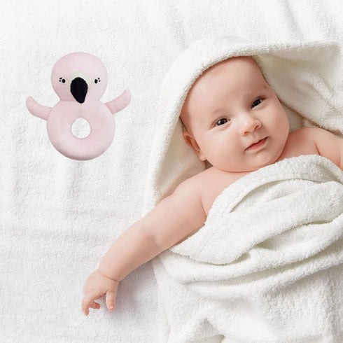 Baby Flamingo Soft Rattle Toy, Flamingo Plush Infant Shaker Rattle Easy-Grasp Stuffed Animal Toy, Birthday Gifts for Babies Toddlers Boys Girls, A...