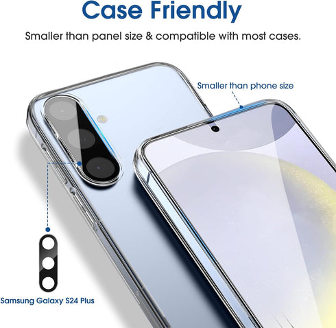 amFilm 2+2 Pack Auto-Alignment OneTouch for Samsung Galaxy S24 Plus/ S24+ 6.7" Screen Protector Tempered Glass + Camera Lens Protector, 30 Seconds...