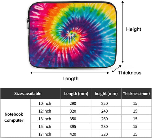 Tie Dye Laptop Sleeve Case for Men Women 13 inch Waterproof Oxford Cloth Laptop Sleeve Bag Suitable for Most Ipads and Laptops Notebook Computer P...