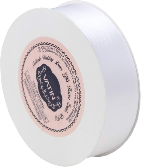 VATIN Double Face White Satin Ribbon 1" Continuous 25 Yards,White Polyester Fabric Ribbon use for Bows Bouquet, Gift Wrapping, Floral Arrangement ...