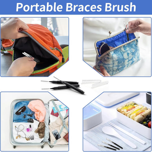 Interdental Brush, 60Pcs Soft Braces Brush Set, 20Pcs Tooth Flossing Head for Oral Hygiene Tooth Cleaning with 40pcs Disposable Braces Flossers To...