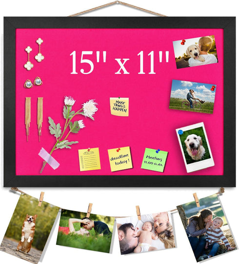 Pink Bulletin Boards Cork Board with Felt, 15"x11" Small Display Pin Board Vision Board for Walls, Jewelry, Notes, Collection, Photos, Office, Woo...